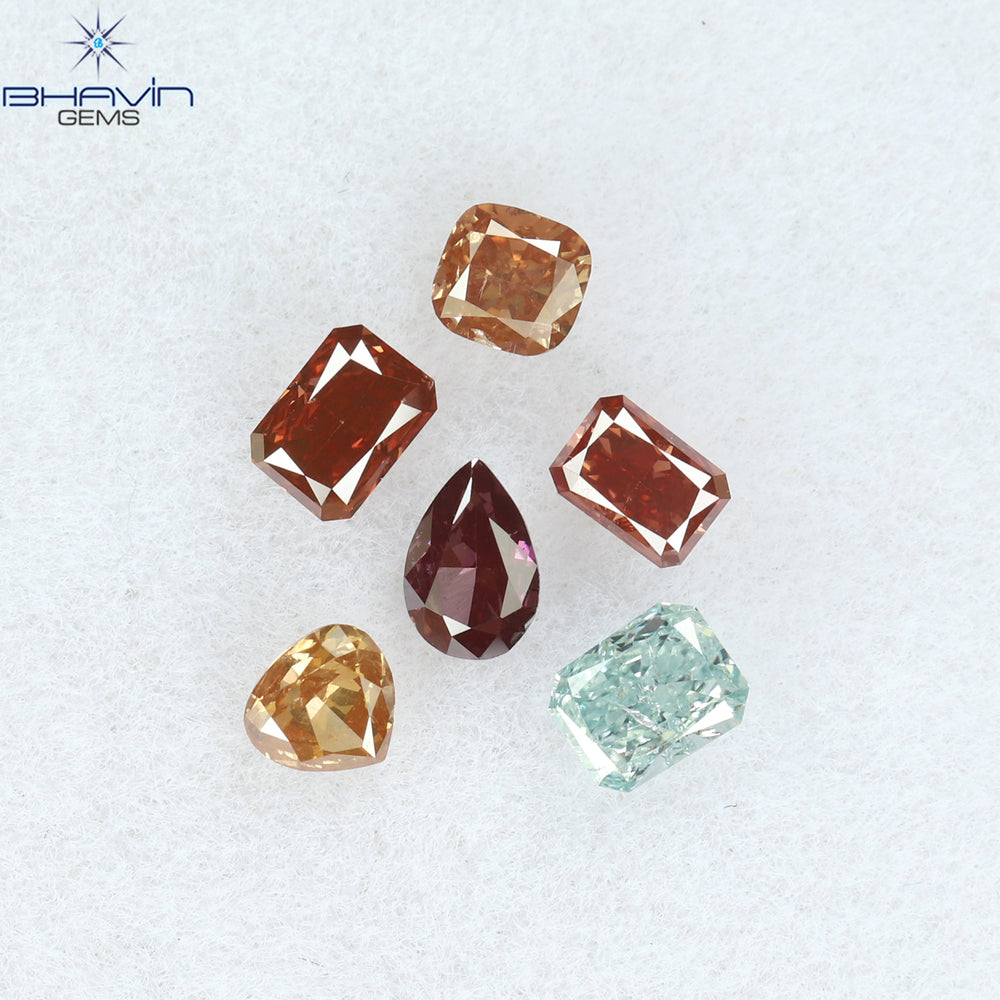 0.58 CT/6 Pcs Mix Shape Natural Diamond Pink Color SI2 Clarity (3.17 MM)