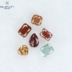 0.58 CT/6 Pcs Mix Shape Natural Diamond Pink Color SI2 Clarity (3.17 MM)
