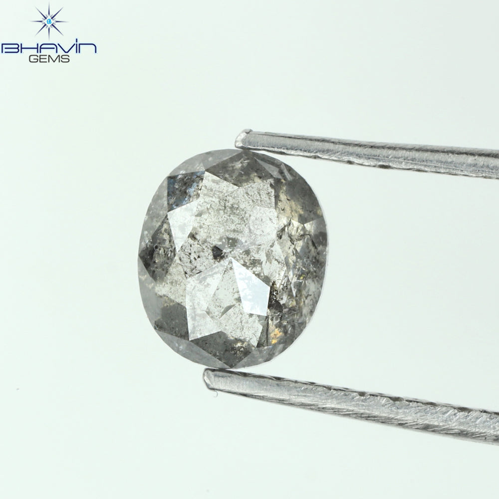 0.76 CT Oval Shape Natural Diamond Salt And Pepper Color I3 Clarity (5.72 MM)