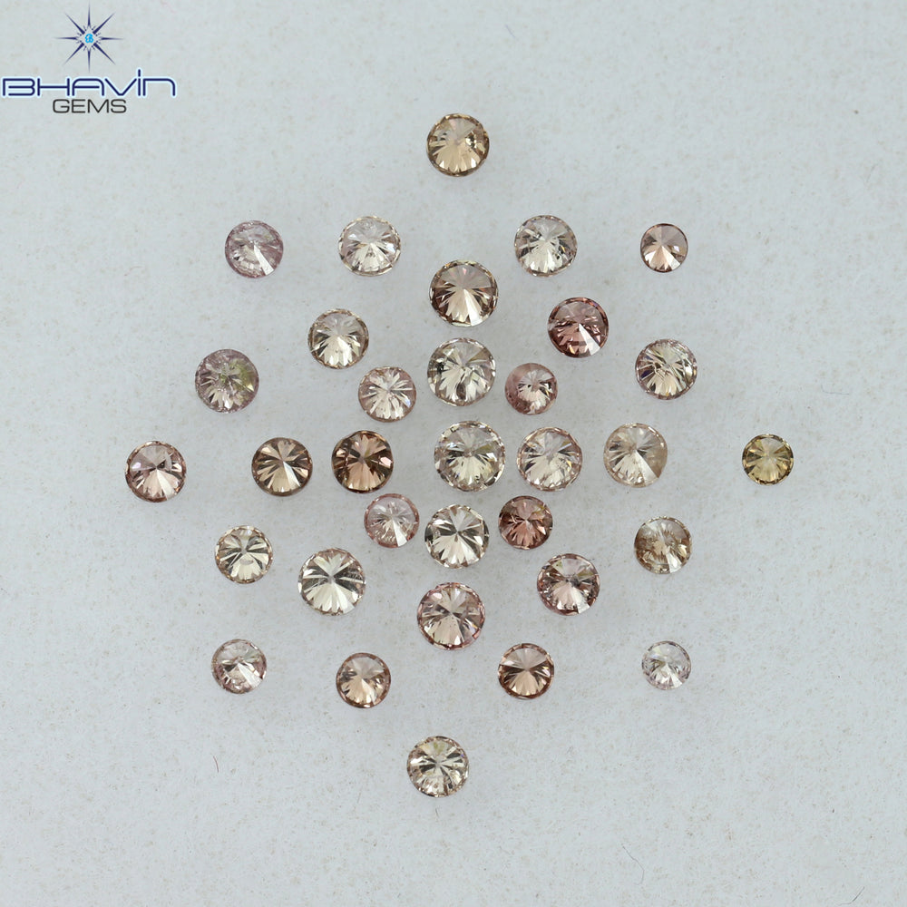 0.69 CT/48 Pcs Round Shape Natural Loose Diamond Pink (Argyle) Color SI Clarity (1.70 MM)