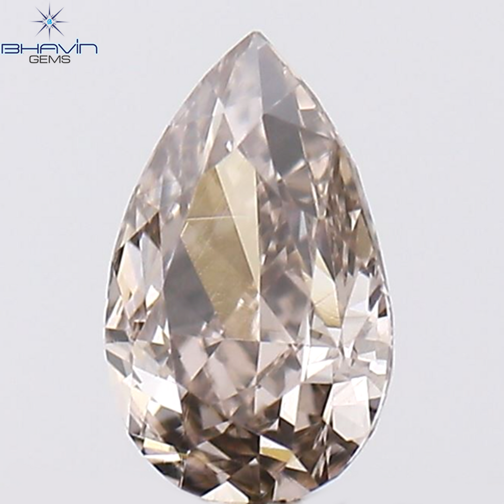 0.19 CT Pear Shape Natural Diamond Brown Pink Color VS1 Clarity (4.50 MM)