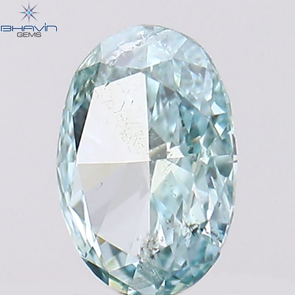 0.14 CT Oval Shape Natural Diamond Greenish Blue Color SI1 Clarity (4.07 MM)