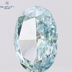 0.14 CT Oval Shape Natural Diamond Greenish Blue Color SI1 Clarity (4.07 MM)
