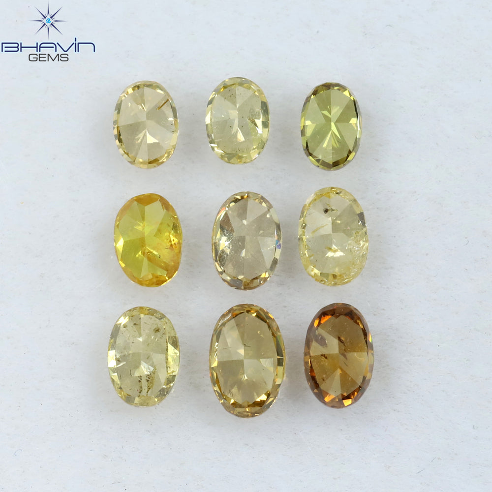 1.31 CT/9 Pcs Oval Shape Natural Diamond Mix Color SI Clarity (3.45 MM)