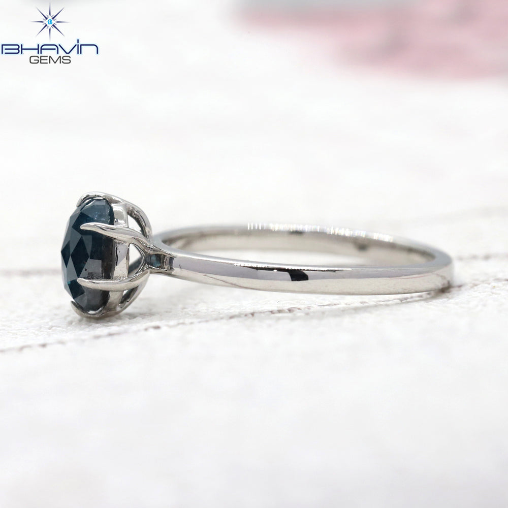 Oval Diamond Natural Diamond Ring Blue Color Gold Ring Engagement Ring