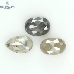 1.26 CT/3 PCS Oval Pear Shape Natural Diamond Salt And pepper Color I3 Clarity (5.32 MM)
