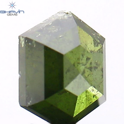 0.34 CT Hexagon Shape Natural Diamond Green Color I2 Clarity (4.56 MM)