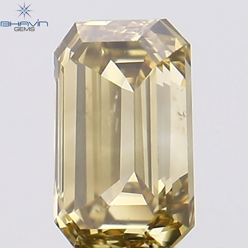 1.51 CT エメラルド シェイプ ナチュラル ダイヤモンド ブラウン カラー SI1 クラリティ (7.30 MM)