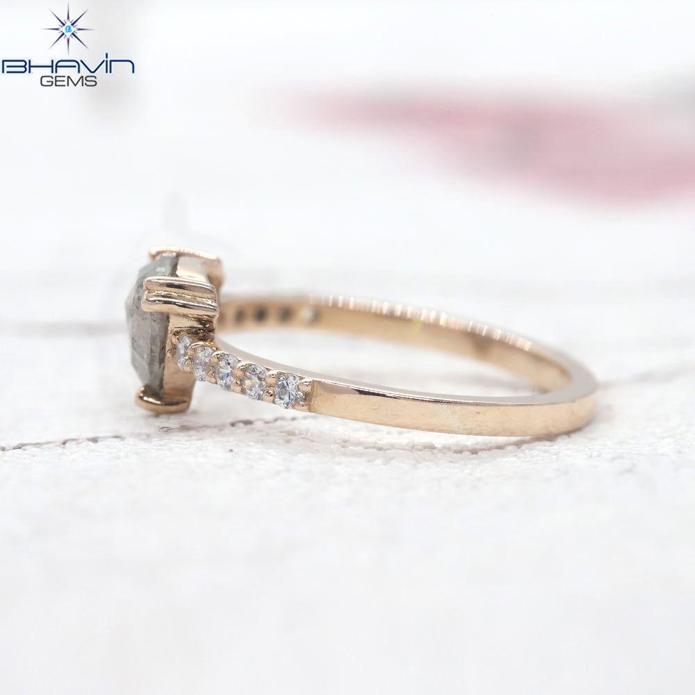 ハートダイヤ ソルト&ペッパーダイヤ 天然ダイヤ 指輪 婚約指輪