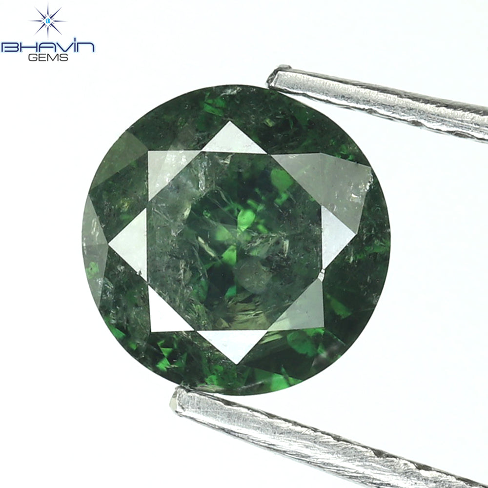 0.87 CT Round Diamond Natural Loose Diamond Green Color I3 Clarity (6.06 MM)