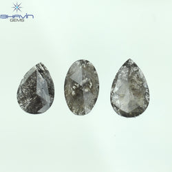 1.54 CT/3 Pcs Mix Slice Shape Natural Diamond  Salt And Pepper Color I3 Clarity (9.82 MM)