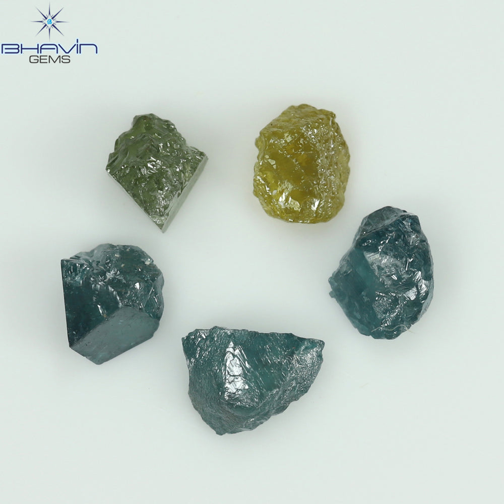 1.12 CT/5 PCS Rough Shape Enhanced Mix Color Natural Diamond I3 Clarity (4.41 MM)