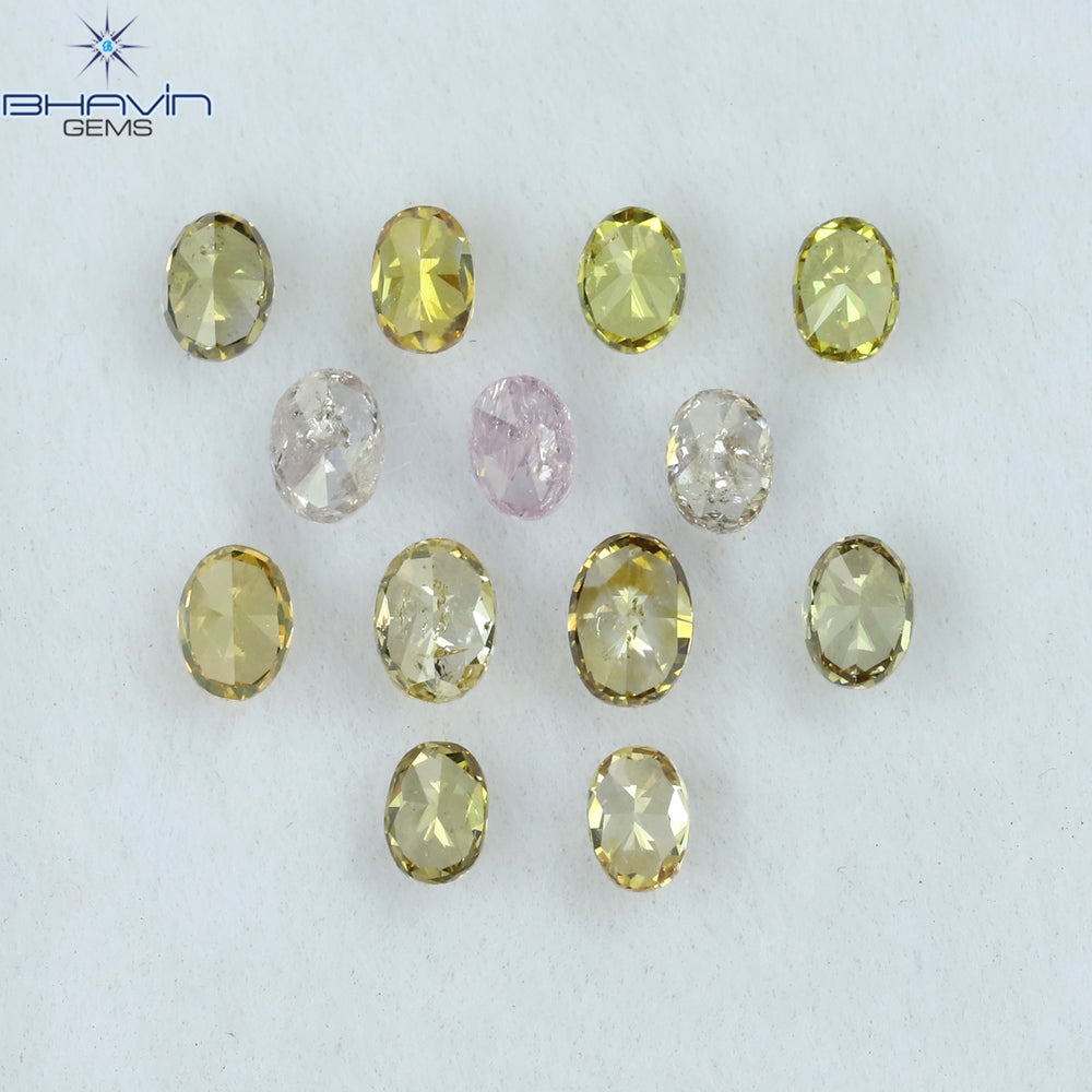 1.09 CT/13 Pcs Oval Shape Natural Diamond Mix Color SI Clarity (3.50 MM)