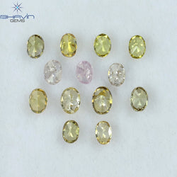 1.09 CT/13 Pcs Oval Shape Natural Diamond Mix Color SI Clarity (3.50 MM)