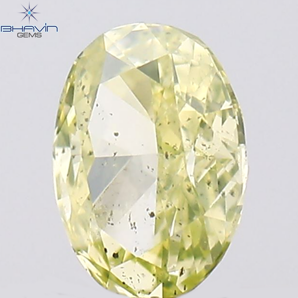 0.14 CT Oval Shape Natural Diamond Greenish Yellow Color SI2 Clarity (3.82 MM)