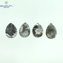 0.92 CT スライス形状 天然ダイヤモンド ソルト アンド ペッパー カラー I3 クラリティ (10.75 MM)