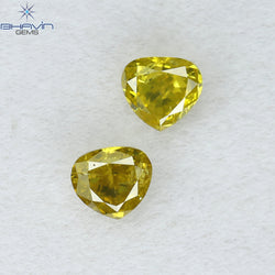 0.40 CT/2 Pcs Heart Shape Natural Loose Diamond Yellow Color SI2 Clarity (3.70 MM)