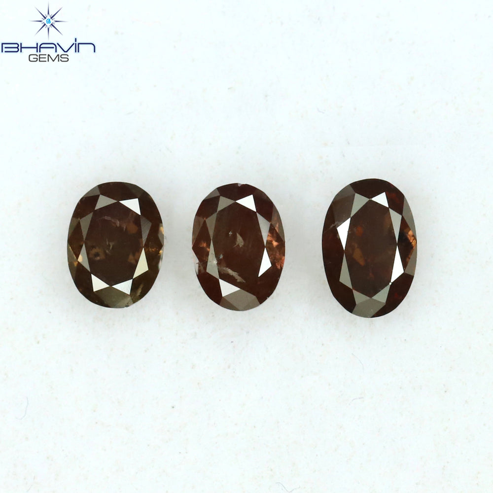 0.93 CT/3 Pcs Oval Shape Natural Diamond Pink Color I1 Clarity (5.05 MM)