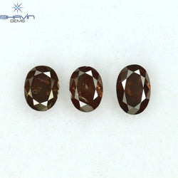 0.93 CT/3 Pcs Oval Shape Natural Diamond Pink Color I1 Clarity (5.05 MM)