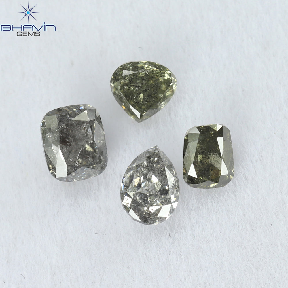 0.48 CT/4 PCS Mix Shape Natural Diamond Salt And Pepper Color I3 Clarity (3.31 MM)