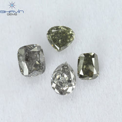 0.48 CT/4 PCS Mix Shape Natural Diamond Salt And Pepper Color I3 Clarity (3.31 MM)