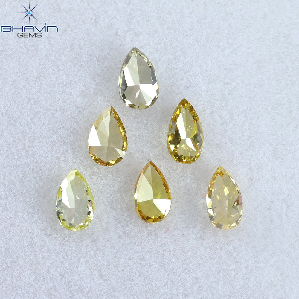0.61 CT/6 Pcs Pear Shape Natural Diamond Mix Color VS2 Clarity (3.97 MM)
