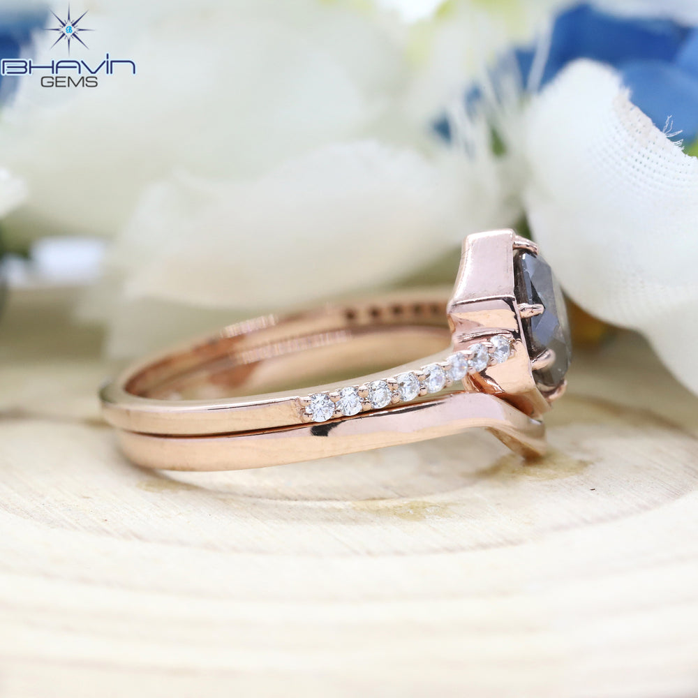Cushion Diamond, Salt and Pepper Diamond, Natural Diamond Ring, Engagement Ring, Wedding Ring