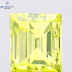 0.09 CT Square Cut Natural Diamond Enhanced Greenish Yellow Color VS2 Clarity (2.45 MM)