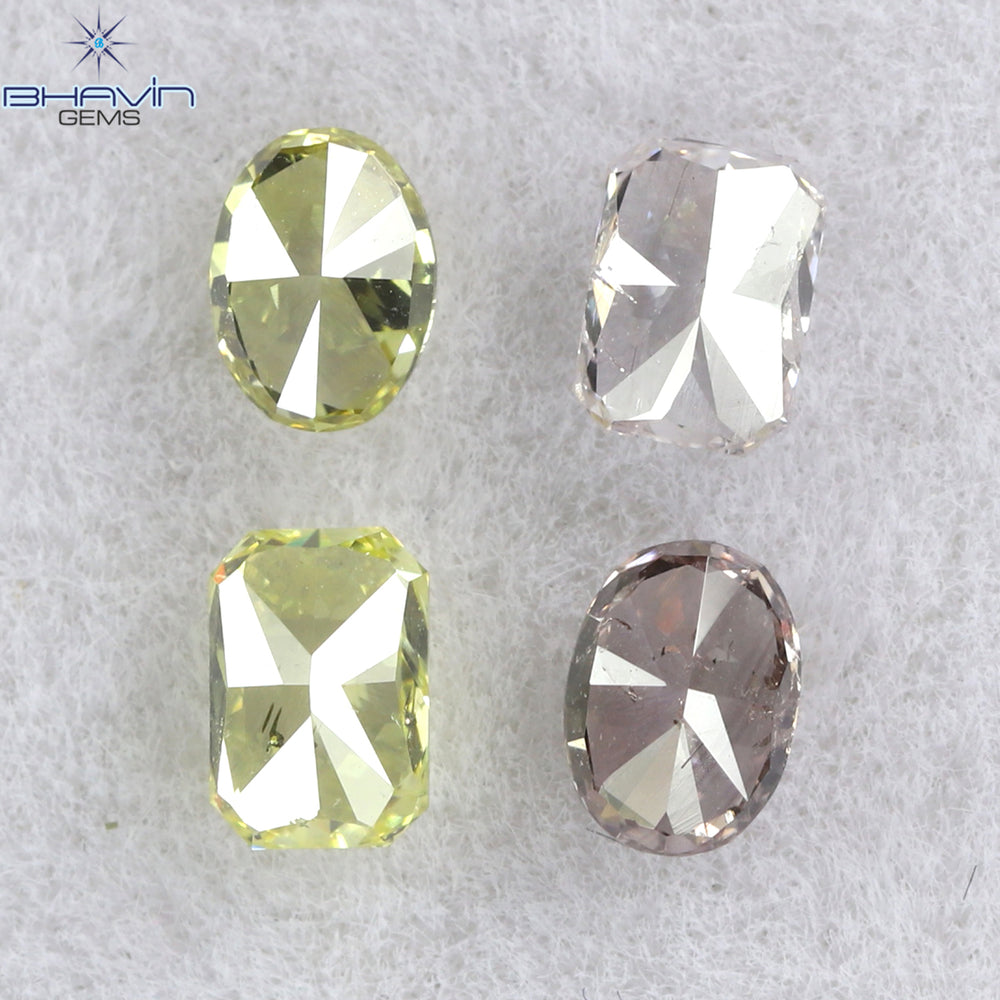 0.74 CT/4 Pcs Mix Shape Natural Diamond Pink-Yellow Color VS-SI Clarity (3.80 MM)