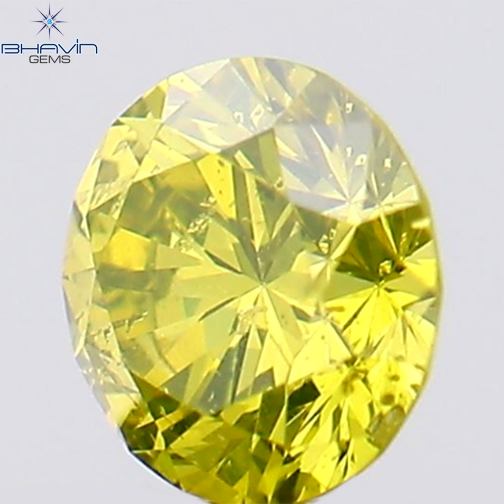 0.16 CT Round Shape Natural Diamond Green Yellow Color SI1 Clarity (3.50 MM)