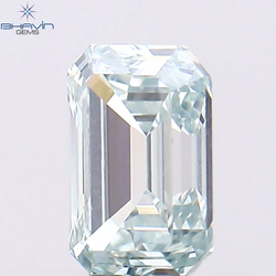 0.39 CT Emerald Shape Natural Diamond Greenish Blue Color VS1 Clarity (4.86 MM)