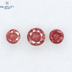 0.28 CT/3 PCS Round Diamond Pink Color Natural Diamond I1 Clarity (3.25 MM)