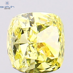 0.32 CT Cushion Shape Natural Diamond Yellow Color VS1 Clarity (3.80 MM)