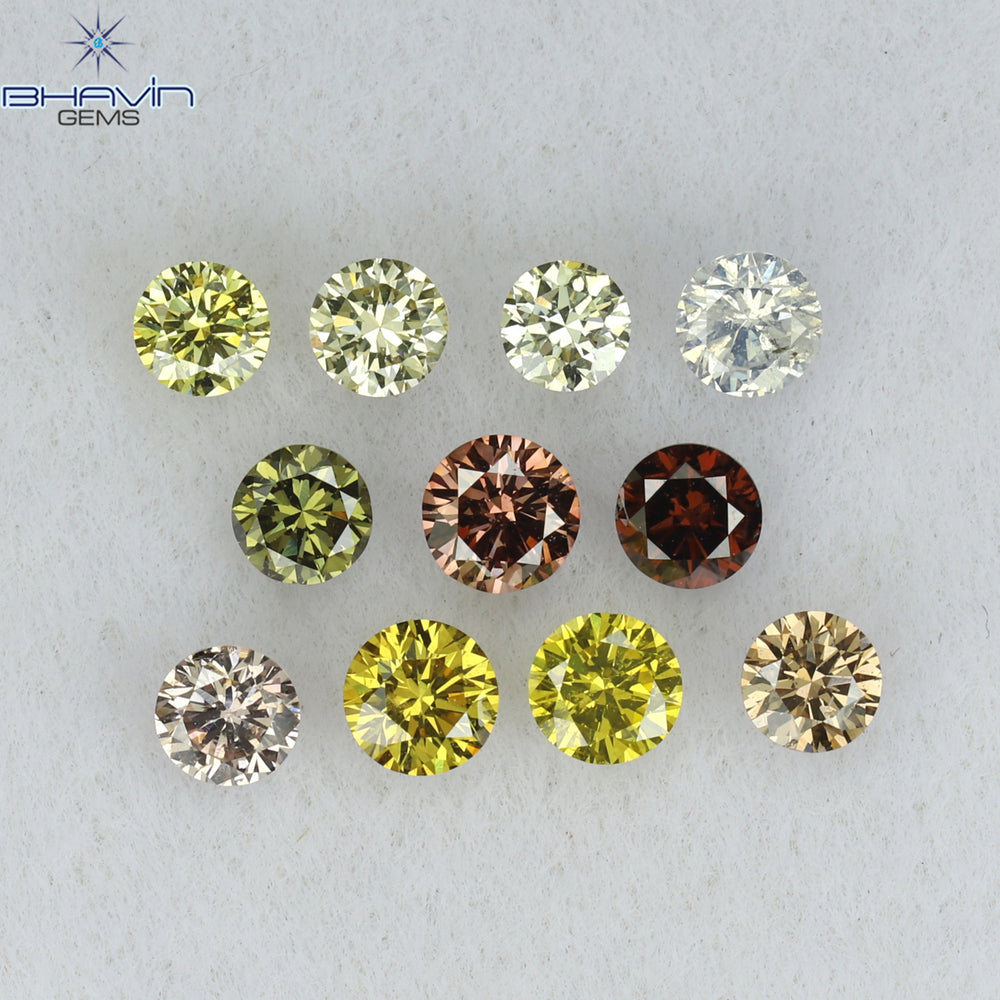0.63 CT/11 Pcs Round Shape Natural Loose Diamond Mix Color VS2 Clarity (2.70 MM)