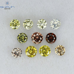 0.63 CT/11 Pcs Round Shape Natural Loose Diamond Mix Color VS2 Clarity (2.70 MM)