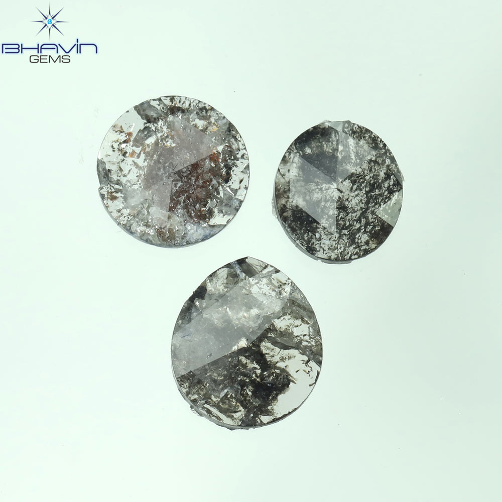 1.16 CT/3 Pcs Mix Slice Shape Natural Diamond  Salt And Pepper Color I3 Clarity (7.00 MM)