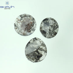1.16 CT/3 Pcs Mix Slice Shape Natural Diamond  Salt And Pepper Color I3 Clarity (7.00 MM)