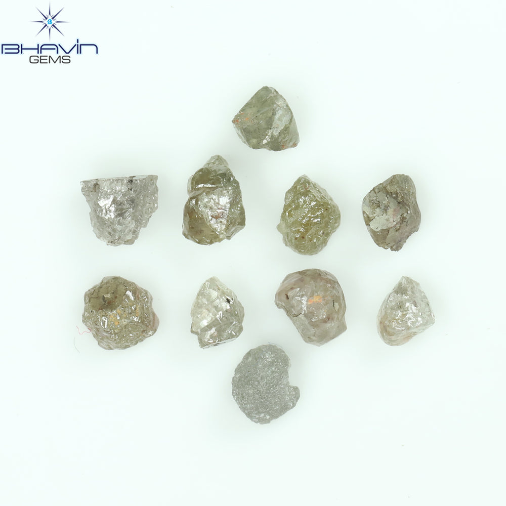 3.38 CT/10 Pcs Rough Shape Grey Color Natural Diamond I3 Clarity (3.84 MM)
