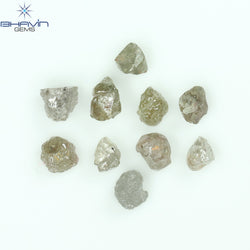 3.38 CT/10 Pcs Rough Shape Grey Color Natural Diamond I3 Clarity (3.84 MM)
