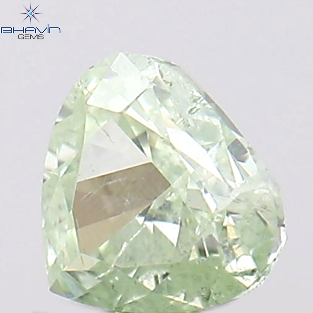 0.14 CT Heart Shape Natural Diamond Greenish Yellow Color SI2 Clarity (3.97 MM)