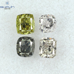 0.51 CT/4 Pcs Cushion Shape Natural Diamond Mix Color VS-SI Clarity (3.08 MM)