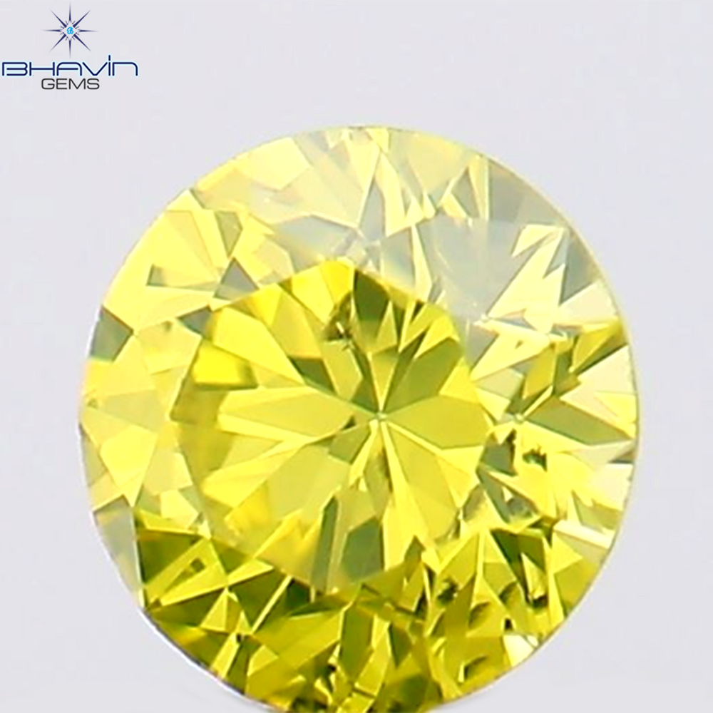 0.12 CT Round Shape Natural Diamond Green Yellow Color SI1 Clarity (3.19 MM)