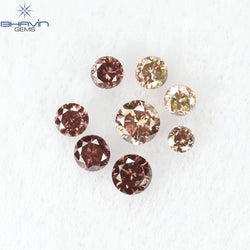0.09 CT/8 ピース ラウンド シェイプ ナチュラル ルース ダイヤモンド ピンク カラー SI クラリティ (1.50 MM)