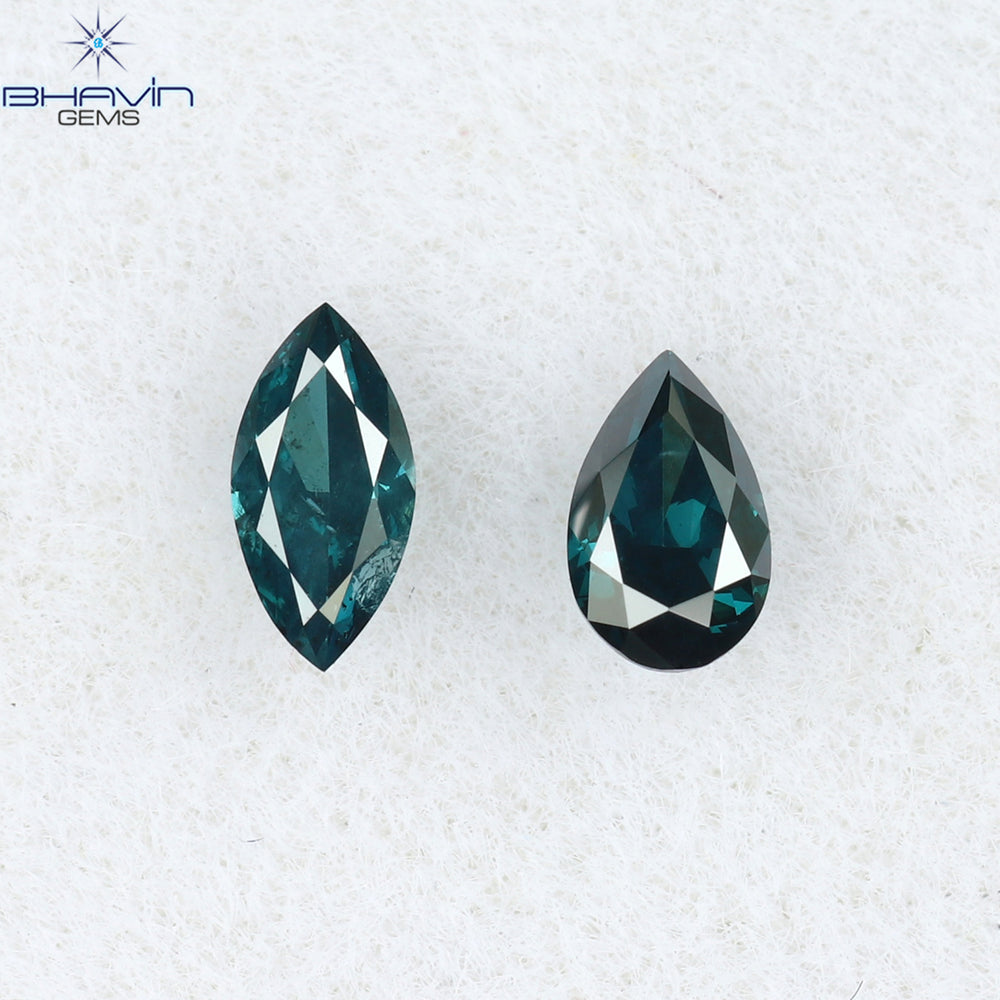 0.13 CT/2 Pcs Mix Shape Natural Diamond Blue Color SI1 Clarity (3.80 MM)