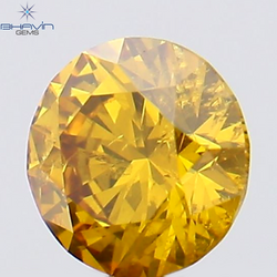 0.18 CT Round Shape Natural Diamond Orange Yellow Color SI2 Clarity (3.69 MM)