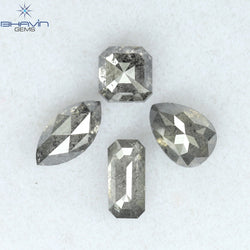1.26 CT/4 PCS Mix Shape Natural Diamond Salt And pepper Color I3 Clarity (5.94 MM)