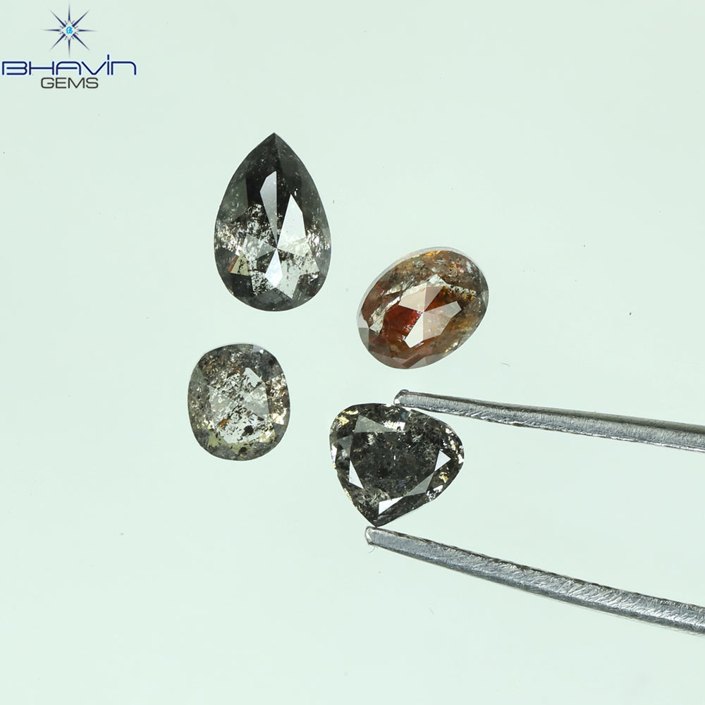 1.21 CT/4 PCS Mix Shape Natural Diamond Salt And Pepper Color I3 Clarity (5.62 MM)