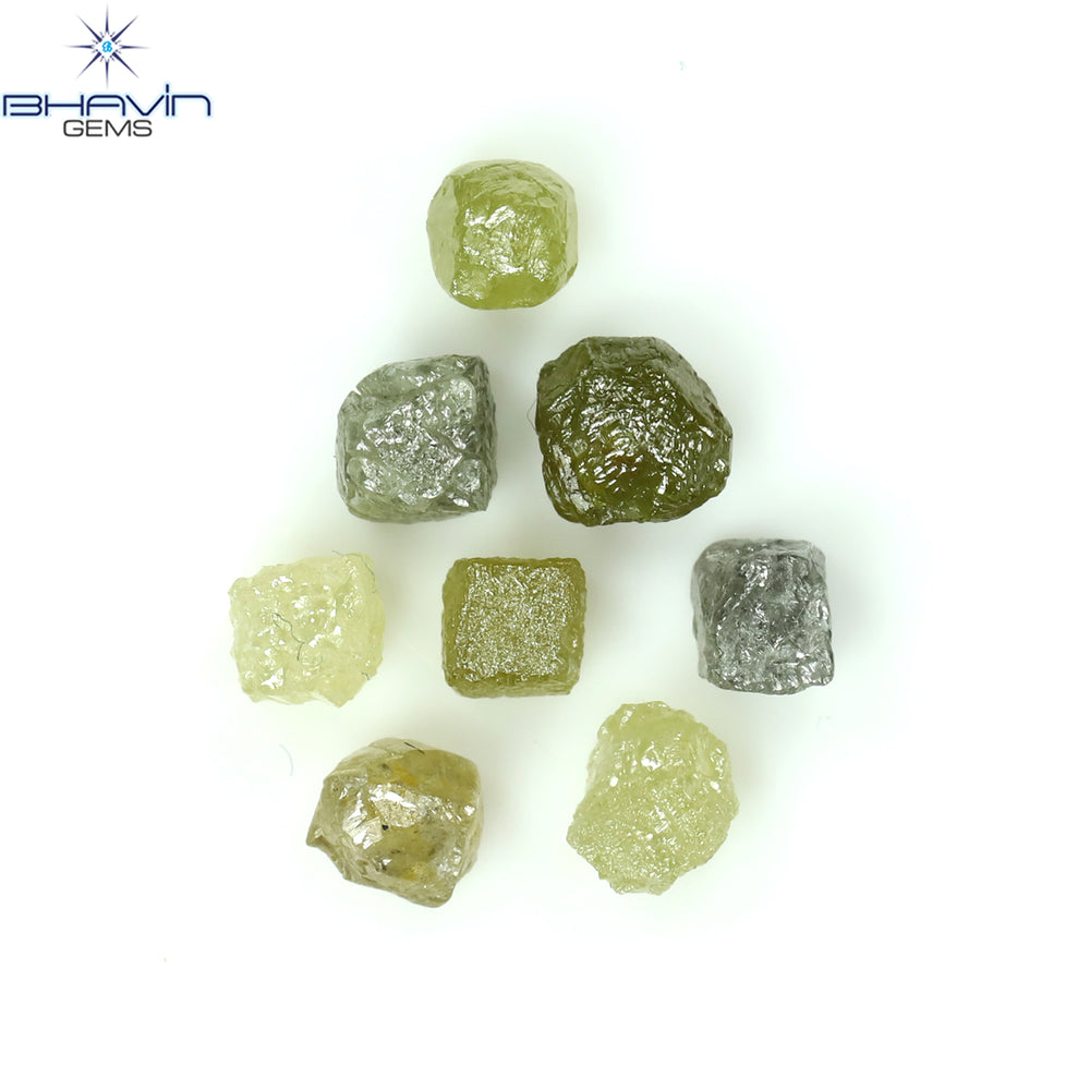 4.05 CT/8 PCS Rough Shape Mix Color Natural Diamond I3 Clarity (4.37 MM)