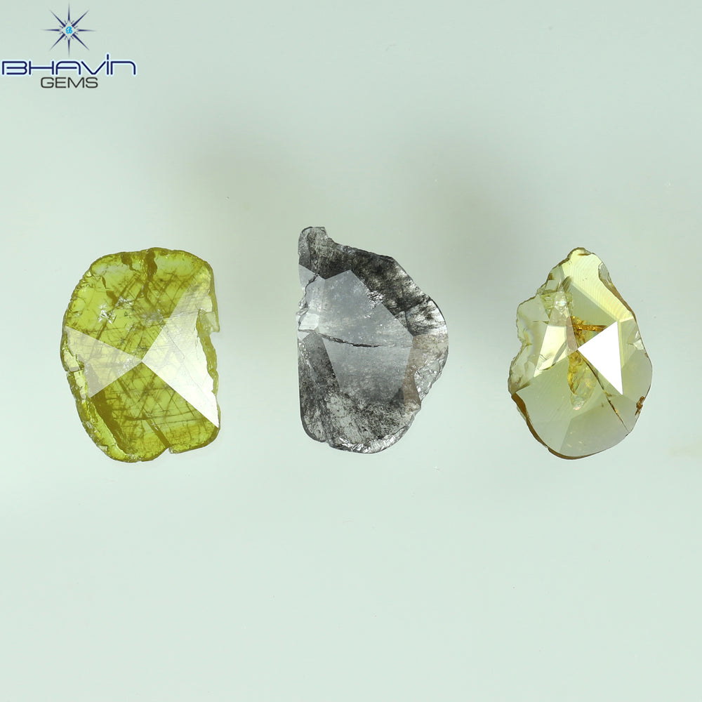 1.16 CT/3 Pcs Rosecut Polki Shape Natural Diamond  Fancy Color I3 Clarity (8.92 MM)