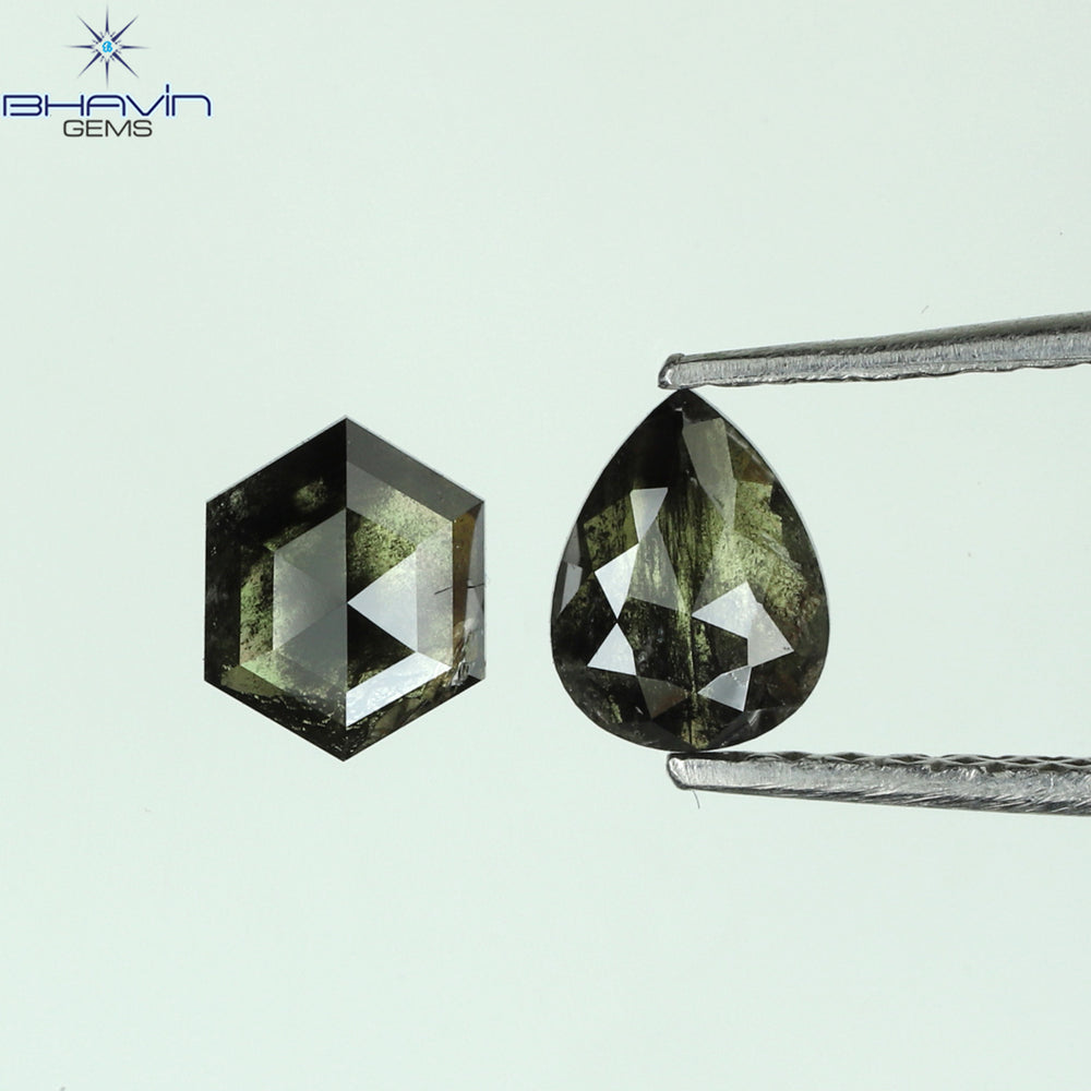 1.00 CT/3 ピース ミックス シェイプ ナチュラル ダイヤモンド ソルト アンド ペッパー カラー I3 クラリティ (4.30 MM)